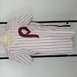 Vintage ProKnit v-neck t-shirt Rawlings Philadelphia Jersey polyester size L Y2K